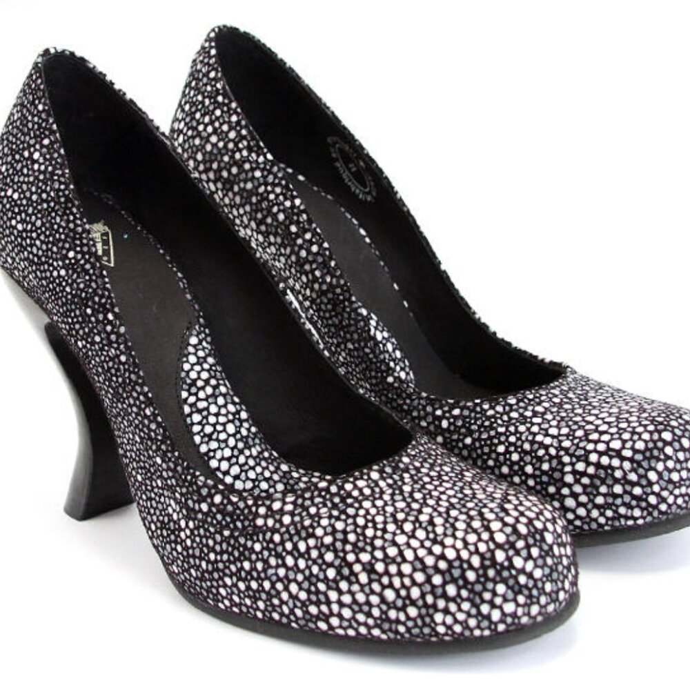 John Fluevog Attention Paris Black Devilfish pumps